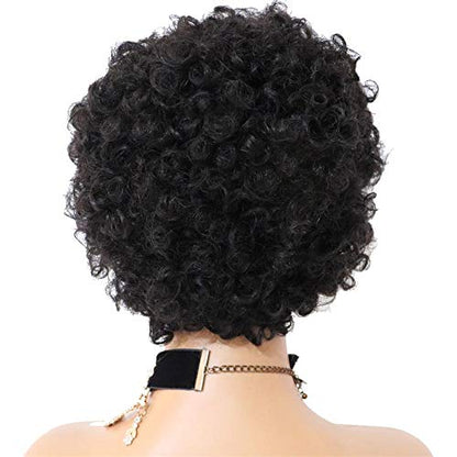 NATURAL BLACK BRAZILIAN VIRGIN HAIR PIXIE CUT MACHINE MADE WIG