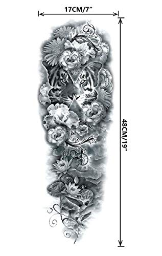 Full Arm Temporary Tattoo For Man Women L19“xW7”(12 Sheets)