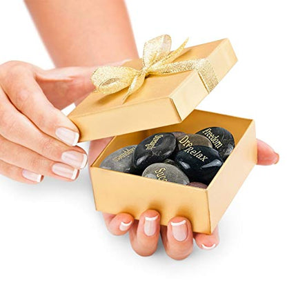 Engraved Inspirational Stones, 25 Different Words Encouragement Stones Amulets Gift Stones