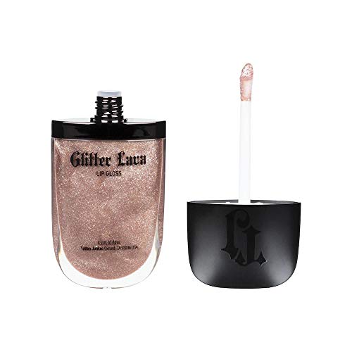TATTOO JUNKEE Pop the Bubbly Glitter Lava, Golden Nude Non-Sticky Lip Gloss with Ultra-Fine Shimmer Effects, Layer Over Lipstick or Wear Alone, 0.33 Fl Oz