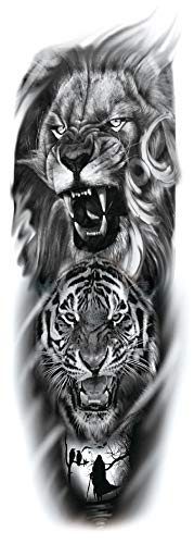 Temporary Tattoo Black Tattoo Full Arm Sleeve Temporary Tattoo Stickers Body Art for Men Women, 6-Sheet