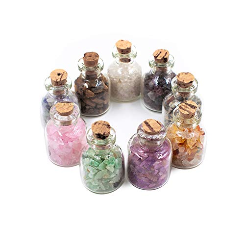Gemstones Bottles Mini Chip Healing Crystal Stones Set of 9