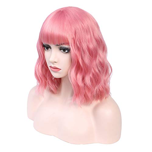 Pink Daily Wear Cosplay Short Wig 12"