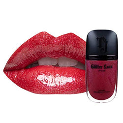 TATTOO JUNKEE Kiss & Tell Glitter Lava, Dark Cherry Non-Sticky Lip Gloss with Ultra-Fine Shimmer Effects, Layer Over Lipstick or Wear Alone, 0.33 Fl Oz
