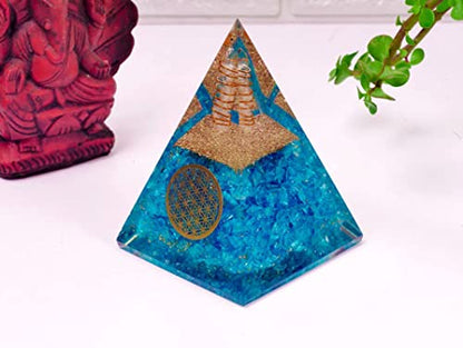 SUBSH Aquamarine Energy Generator Orgone Pyramid, Healing Real Crystals Stones Pyramid Metaphysical Stone Figurine Metaphysical Stone for Crystal Home Decor