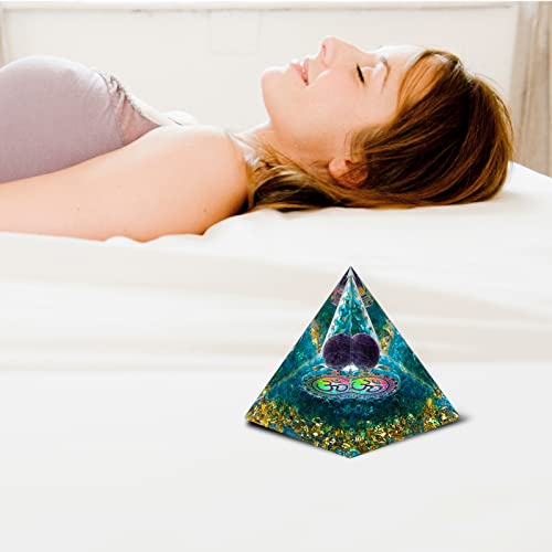 MXiiXM Orgone Pyramid for Positive Energy, Amethyst Crystal Ball Handmade Pyramid, Protection Crystals Energy Generator for Stress Reduce Healing Meditation Attract Wealth Lucky (30 Shape)