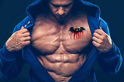 America Flag Tattoo 6 Sheets Temporary Tattoos America Eagle Watercolor Temporary tattoo Neck Arm Chest for Women Men Adults