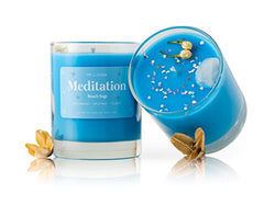 My Lumina Meditation Aromatherapy Candle w/ Clear Quartz Crystal Inside, Beach Sage Relaxing Calming Positive Peace Energy, Soy Wax Blue Scented Candle for Home,Bath,Bathroom,Yoga,Self Care,Gift,Women
