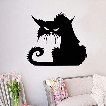 Black Cat Wall Sticker, 15 x 17inches DIY Halloween Removable Decal for Door Window Room Pary Decoration