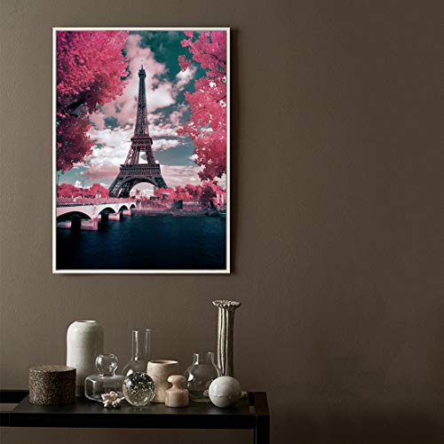 Eiffel Tower Paris at Dusk, 5D Full Drill Diamond Art, Round Diamond Painting Kit