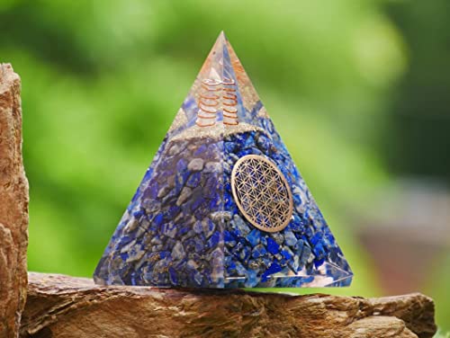 Lapis Lazuli Pyramid Natural Crystal Decor Unique Gemstone Orgone Pyramid Gem Wealth Stone Spiritual Gift Hand Carved Stones Feng Shui Figurine Balancing Gift