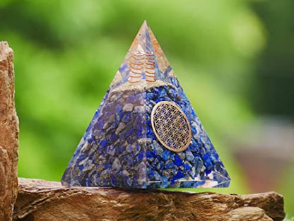 Lapis Lazuli Pyramid Natural Crystal Decor Unique Gemstone Orgone Pyramid Gem Wealth Stone Spiritual Gift Hand Carved Stones Feng Shui Figurine Balancing Gift