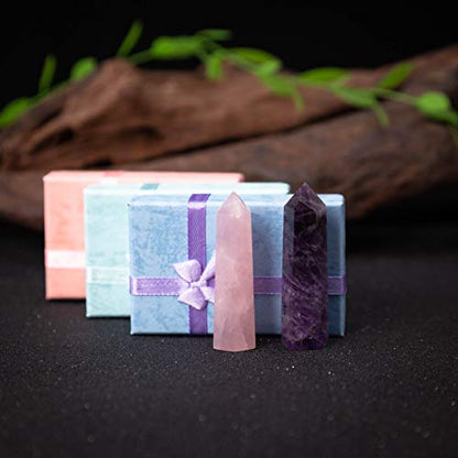 Healing Crystal Wands | 2" Amethyst Crystal, Rose Quartz Crystal Points| 6 Faceted Reiki Chakra Meditation Therapy