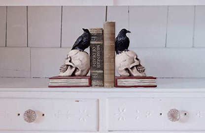 Ravens on Skulls Bookends Gothic