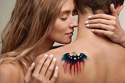 America Flag Tattoo 6 Sheets Temporary Tattoos America Eagle Watercolor Temporary tattoo Neck Arm Chest for Women Men Adults