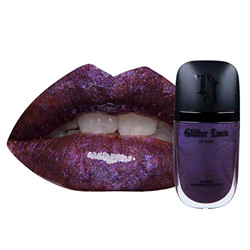 TATTOO JUNKEE Side Hustle Glitter Lava, Deep Purple Non-Sticky Lip Gloss with Ultra-Fine Shimmer Effects, Layer Over Lipstick or Wear Alone, 0.33 Fl Oz