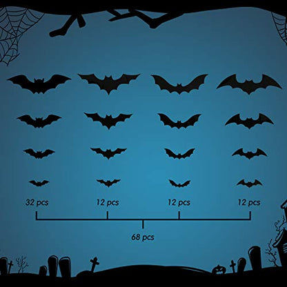 3D Scary Bats Halloween Stickers Set