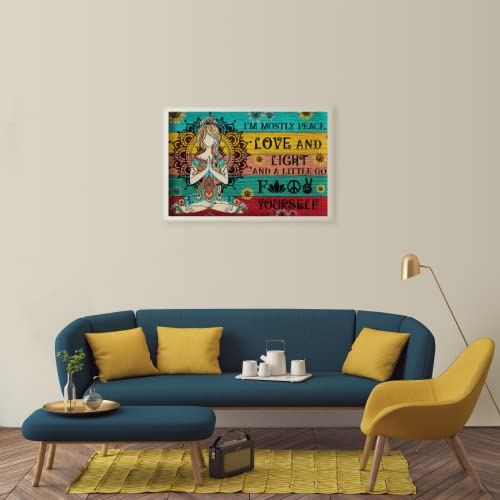 DIY Diamond Painting Yoga Position I am mostly Light and Love 5D Cross Stitch Full Round Diamond Embroidery Kits Home Decor 11.8 x 15.7 Inch