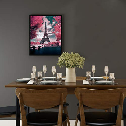 Eiffel Tower Paris at Dusk, 5D Full Drill Diamond Art, Round Diamond Painting Kit