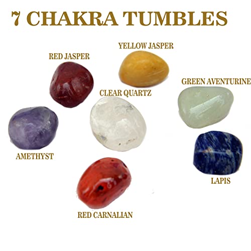 Crystals and Healing Stones.7 Chakra Complete Healing Kit for Energy.Crystal Meditation Spiritual Gifts for Beginners. All 7 Chakra Wands with Tumbled Stones and Crystal Chip Bottle Set of 21