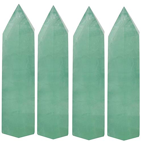 Healing Crystal Wands | 2" Green Fluorite Quartz Crystal Wand | 6 Faceted Reiki Chakra Meditation Therapy 4pcs