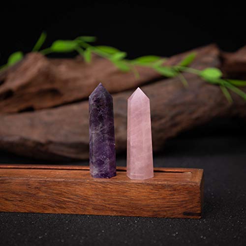 Healing Crystal Wands | 2" Amethyst Crystal, Rose Quartz Crystal Points| 6 Faceted Reiki Chakra Meditation Therapy