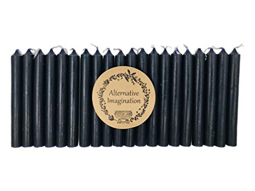 Set of 20 Black, Unscented, 4 Inch Tall Chime Candles (Altar, Spell)