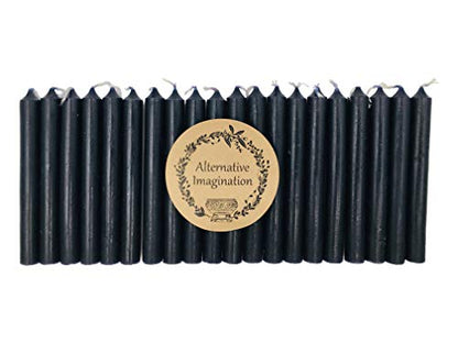 Set of 20 Black, Unscented, 4 Inch Tall Chime Candles (Altar, Spell)