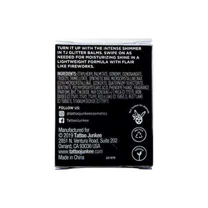 TATTOO JUNKEE Scorcher Glitter Bomb Lip Balm, Cherry-Red Hydrating & Lightweight Tinted Balm with Ultra-Fine Shimmer Effects, Layer Over Lipstick or Wear Alone, 0.17 Oz