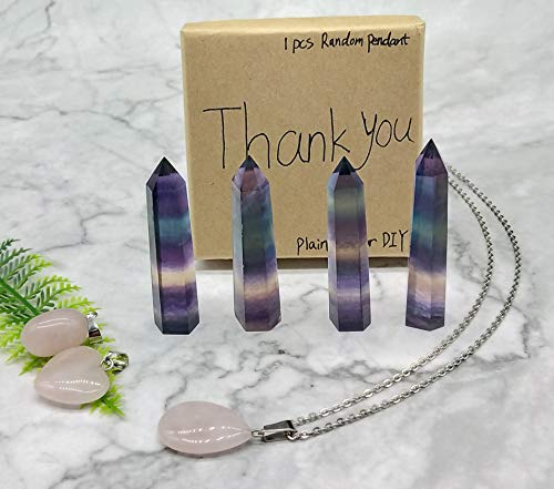 Healing Crystals| 2" Rainbow Fluorite Crystal Wands| 6 Faceted Reiki Chakra Meditation Therapy 4 Pcs