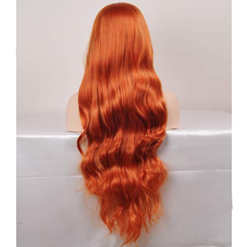 Dark Orange Long Curly Synthetic Wig Costume Party 32''