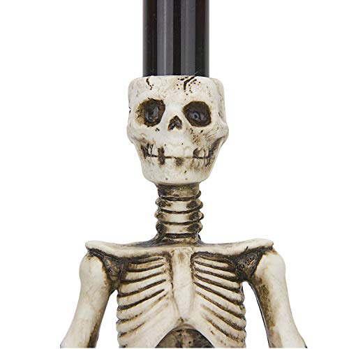 Triple LED Halloween Candles Flameless and Skeleton Candle Holder Stand for Skull Halloween Decoration and Haunted House Decor