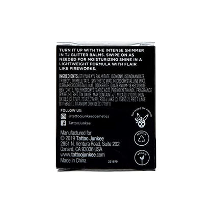 TATTOO JUNKEE Euphoria Glitter Bomb Lip Balm, Deep Berry Hydrating & Lightweight Tinted Balm with Ultra-Fine Shimmer Effects, Layer Over Lipstick or Wear Alone, 0.17 Oz