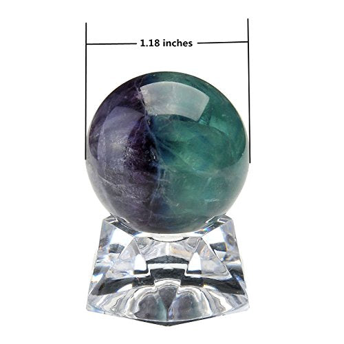Jovivi 1.2"(30mm) Natural Dragon Blood Jasper/Fluorite Healing Crystal Gemstone Ball Divination Sphere Sculpture Figurine with Acrylic Stand