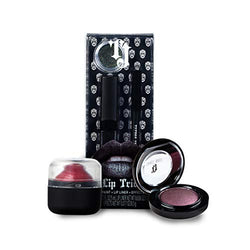 TATTOO JUNKEE Leather Goddess Kit - Includes Leather Black Lip Trio Paint Kit, Scorcher Cherry-Red Glitter Bomb Lip Balm, & Galactic Goddess Metallic Deep Plum Eyeshadow