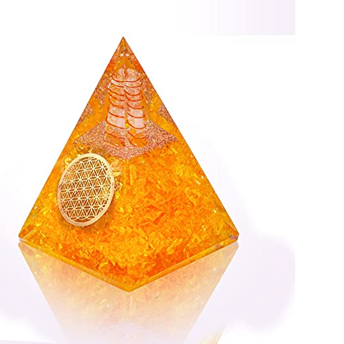 SUBSH Yellow Onyx Stone Orgone Pyramid Crystal Natural Stones Positive Energies Crystal Figurine Positive Energy Reiki Charged Healing Home Office Enhance Home Desk Decor
