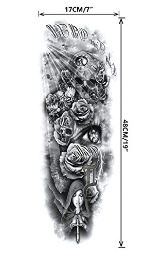 Full Arm Temporary Tattoo For Man Women L19“xW7”(12 Sheets)