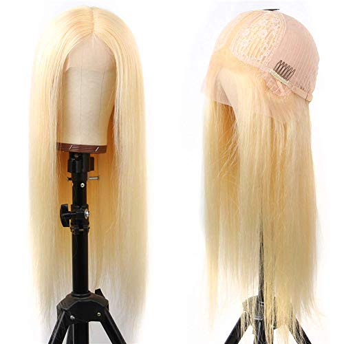 Blonde Lace Front Wig Deep Part Glueless Lace Wig Synthetic 613 Color Long Straight Heat Resistant Wig with Baby Hair Bleached Knots 22" 