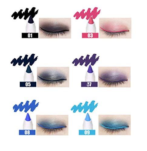 12 PCS Assorted Bright Colors Waterproof Durable Eyeliner/Eyebrow/Eyeshadow/Lip Liner Pencil Highlight Tattoo Pens Cosmetic Makeup Apply Kit Tools Creates Natural Brows & Eye Lines Effortlessly