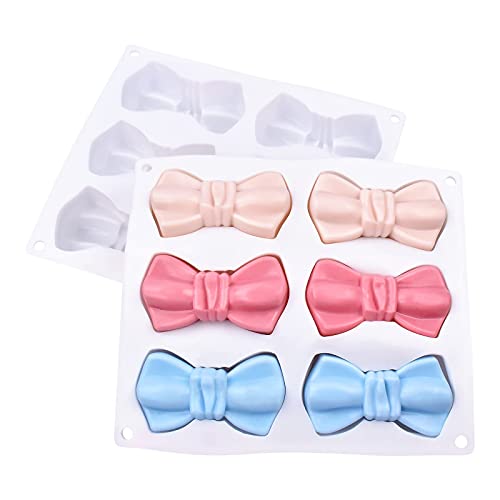Silicone Mousse Cake Molds Bowknot Fondant Chocolate Candy Molds Bow Silicone Mold DIY Cake Molds for Birthday Party Cake Cupcake Supplies