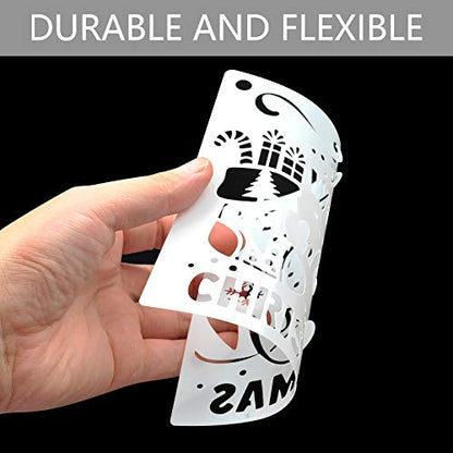 Christmas Decoration Stencils 25 Painting Templates for Scrapbooking Cookie Tile Furniture Wall Floor Craft Drawing Tracing Teacher Supplies