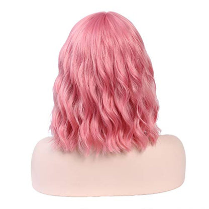 Pink Daily Wear Cosplay Short Wig 12"