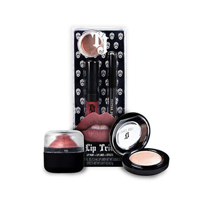 TATTOO JUNKEE Luminous Star Kit - Includes Big Shot Deep Burgundy Lip Trio Paint Kit, Luminous Bright Color Glitter Bomb Lip Balm, & Starlight Metallic Light Nude Eyeshadow