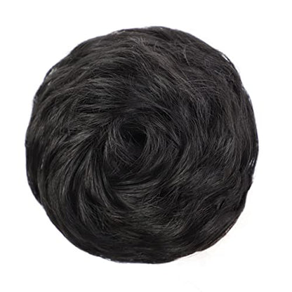 100% Human Hair Bun Curly Hair Bun Natural Black
