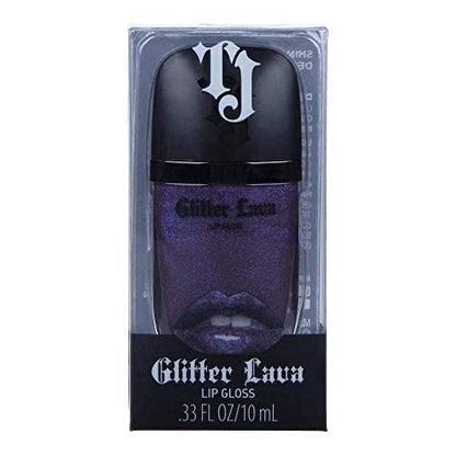 TATTOO JUNKEE Side Hustle Glitter Lava, Deep Purple Non-Sticky Lip Gloss with Ultra-Fine Shimmer Effects, Layer Over Lipstick or Wear Alone, 0.33 Fl Oz