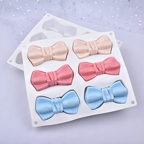 Silicone Mousse Cake Molds Bowknot Fondant Chocolate Candy Molds Bow Silicone Mold DIY Cake Molds for Birthday Party Cake Cupcake Supplies