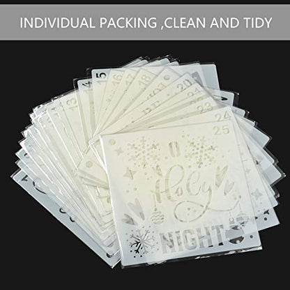 Christmas Decoration Stencils 25 Painting Templates for Scrapbooking Cookie Tile Furniture Wall Floor Craft Drawing Tracing Teacher Supplies