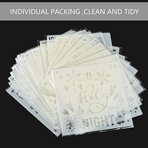 Christmas Decoration Stencils 25 Painting Templates for Scrapbooking Cookie Tile Furniture Wall Floor Craft Drawing Tracing Teacher Supplies