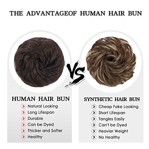 100% Human Messy Hair Bun Scrunchies Ponytail Extension Human Hair Updo Chignon Hair Piece Black Brown