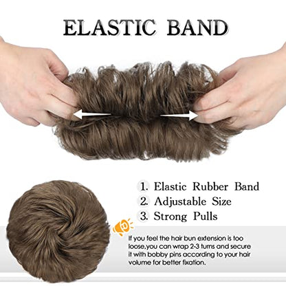 100% Human Messy Hair Bun Scrunchies Ponytail Extension Human Hair Updo Chignon Hair Piece 6# Medium Chestnut Brown